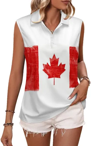 Sleeveless Shirts for Women Venezuela Flag V Neck Shirt Casual PO-LO Tank Top Pullover Quick Dry with Designs
