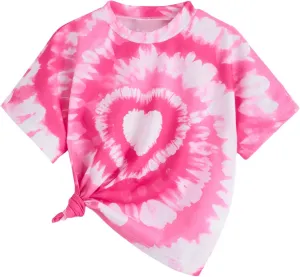 SOLY HUX Toddler Girl's Tie Dye T-Shirt Cute Heart Graphic Tee Shirts Casual Summer Short Sleeve Tops