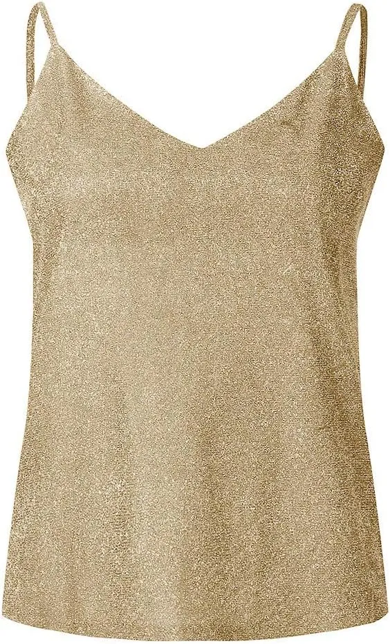 Sparkly Tops for Women Sequined Sling Tanks Top Sexy Off The Shoulder Vest Shirts Shiny Plus Size Loose Camisole Tees