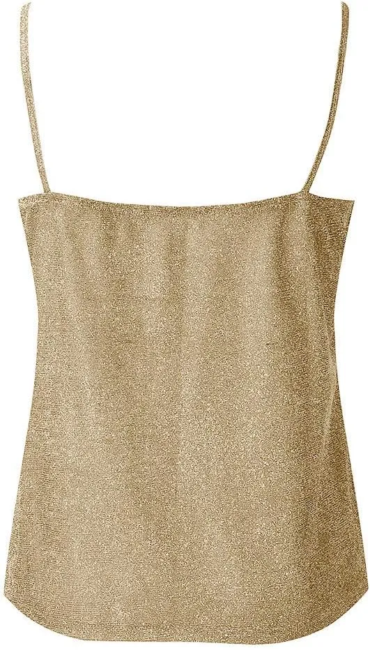 Sparkly Tops for Women Sequined Sling Tanks Top Sexy Off The Shoulder Vest Shirts Shiny Plus Size Loose Camisole Tees