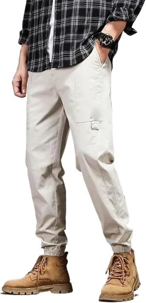 Spring Summer Cotton Men Cargo Pants Korean Style Black White Male Casual Loose Vintage Twill Harem Trousers