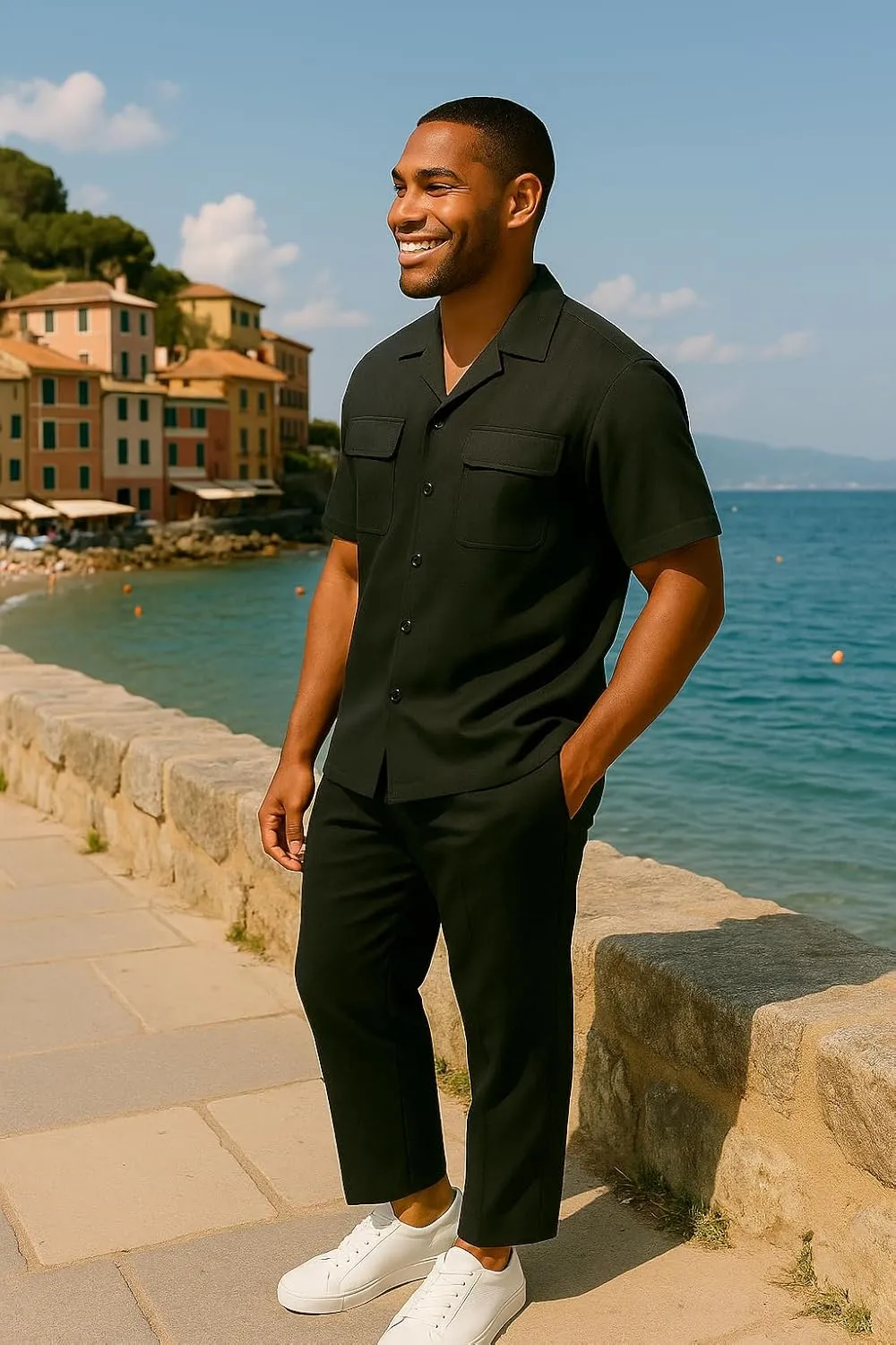 STACY ADAMS Men's Linen Shirt Pant Set