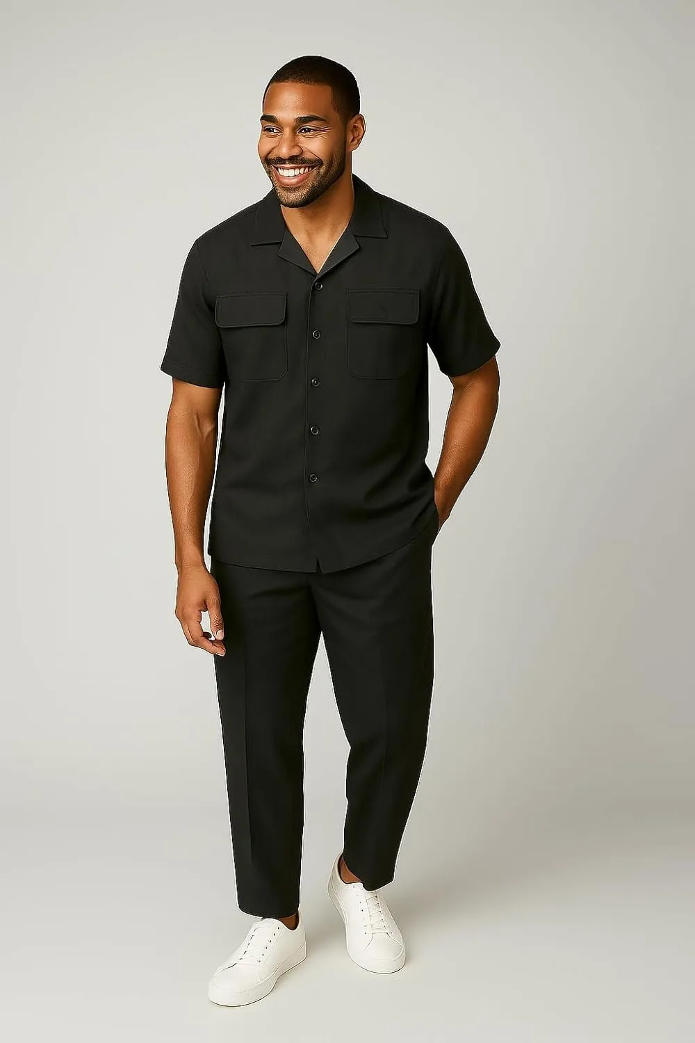 STACY ADAMS Men's Linen Shirt Pant Set