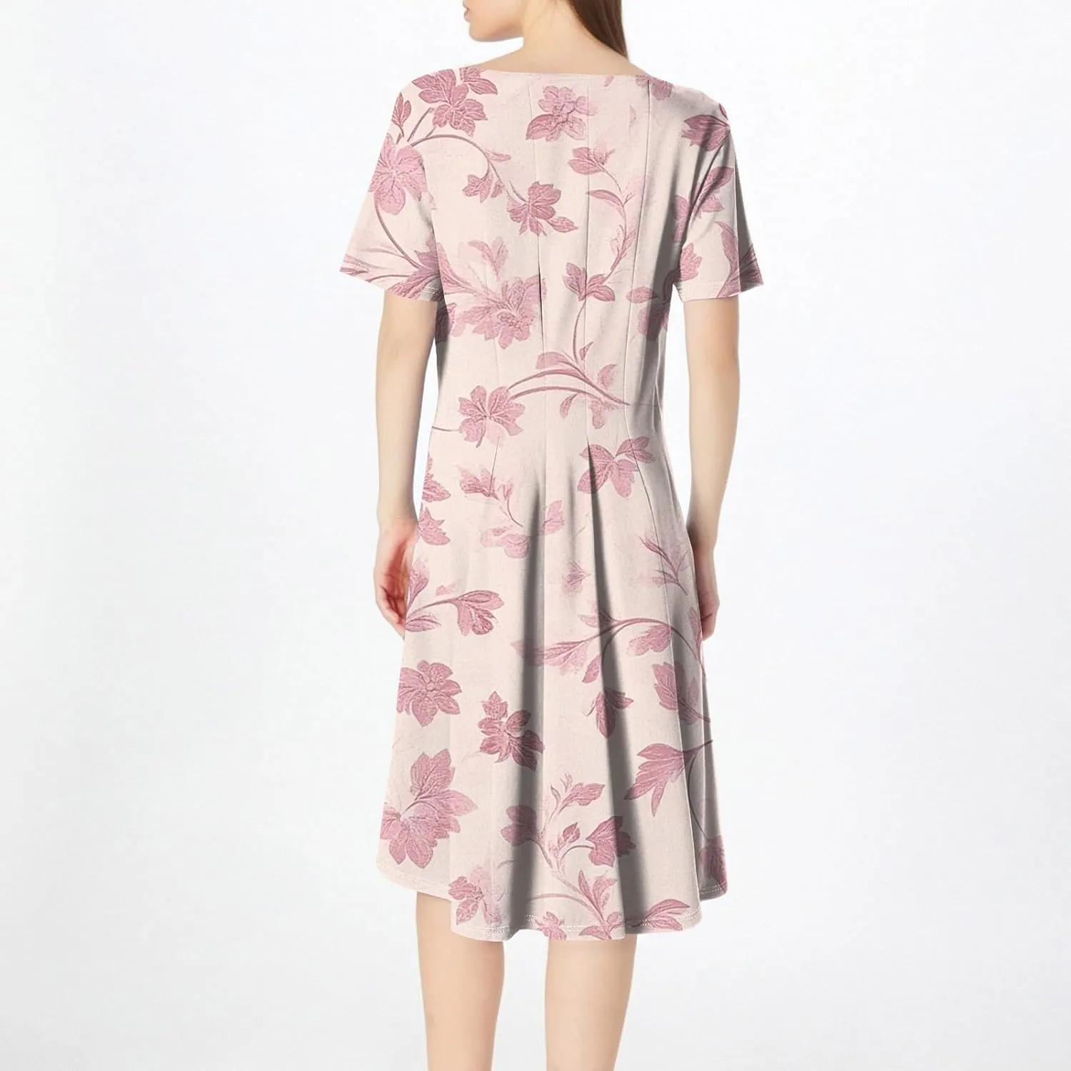 Summer Dresses for Women 2025 Casual Trendy Ruched Spring Loose Crew Neck Semi Formal Short Sleeve Dress