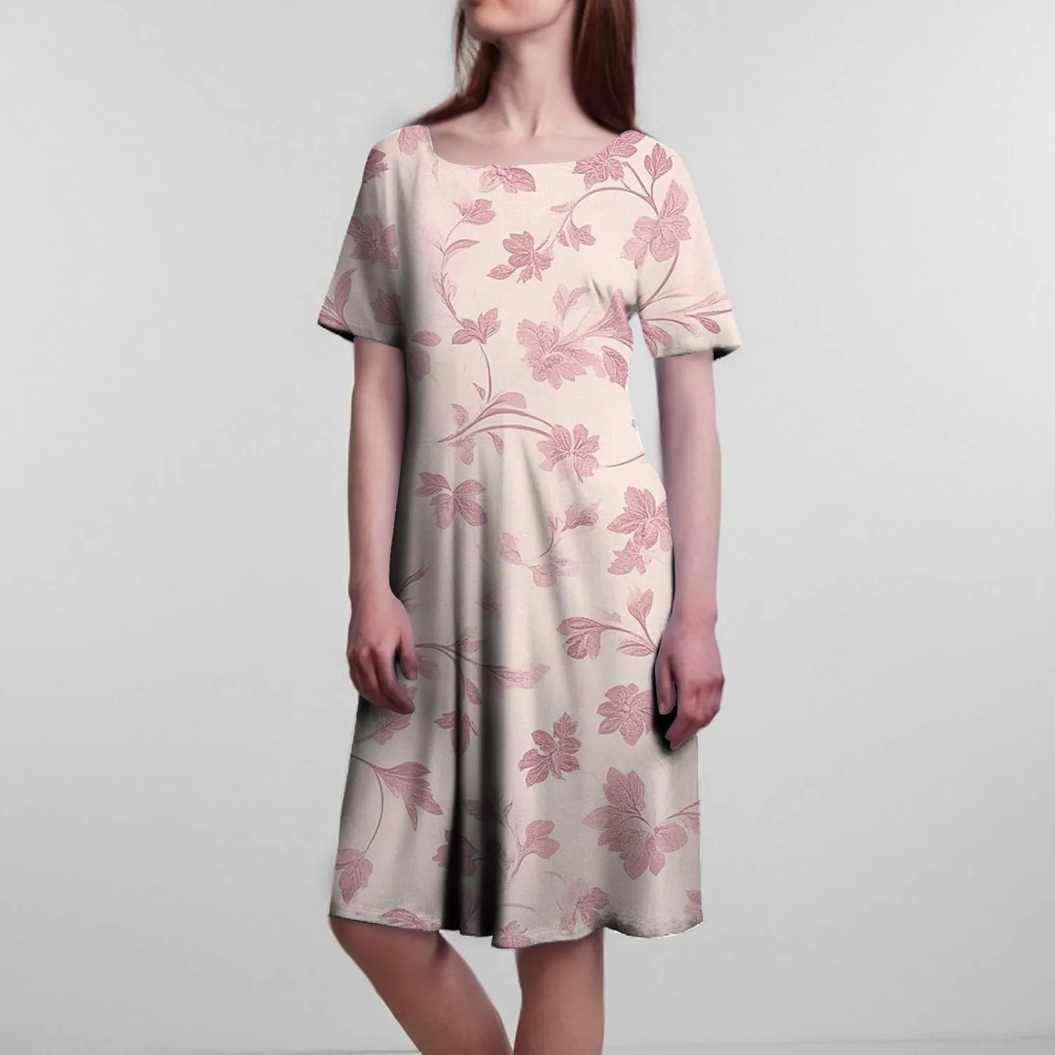 Summer Dresses for Women 2025 Casual Trendy Ruched Spring Loose Crew Neck Semi Formal Short Sleeve Dress