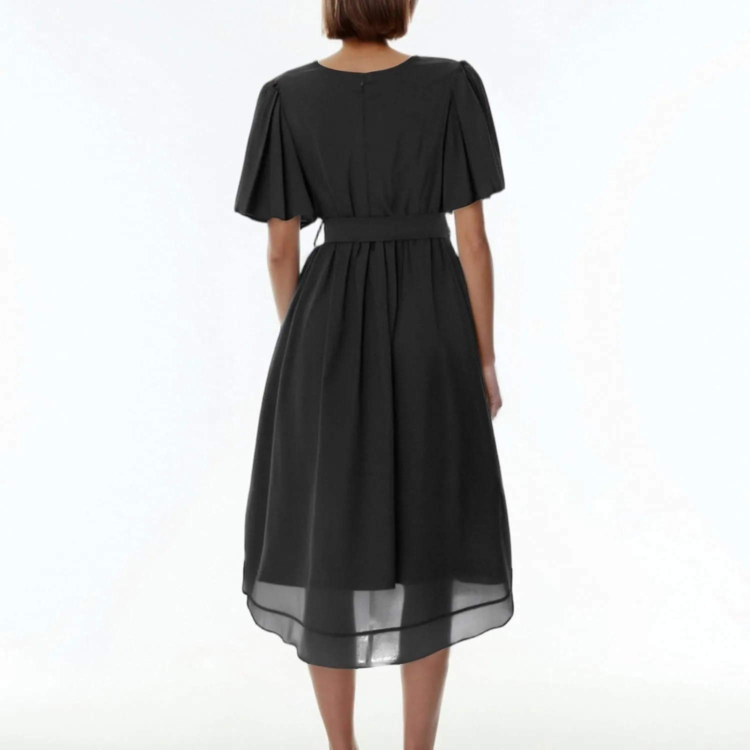 Summer Dresses for Women 2025 Casual Trendy Short Sleeve V-Neck Floral Printed Solid Vacation Cocktail Dress, S-2XL