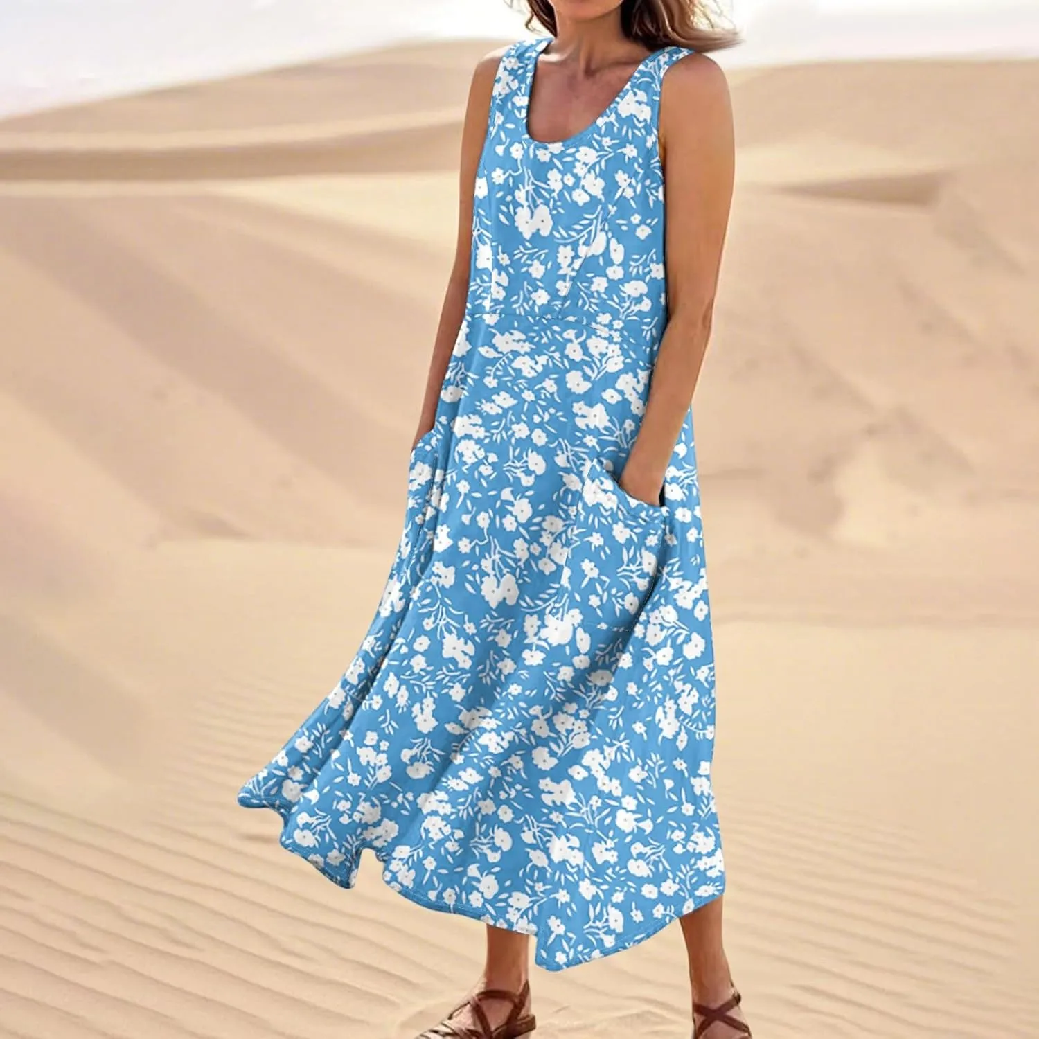 Summer Dresses for Women 2025 Maxi Sundresses Casual Beach Plus Size Cotton Linen Dress for Women Summer