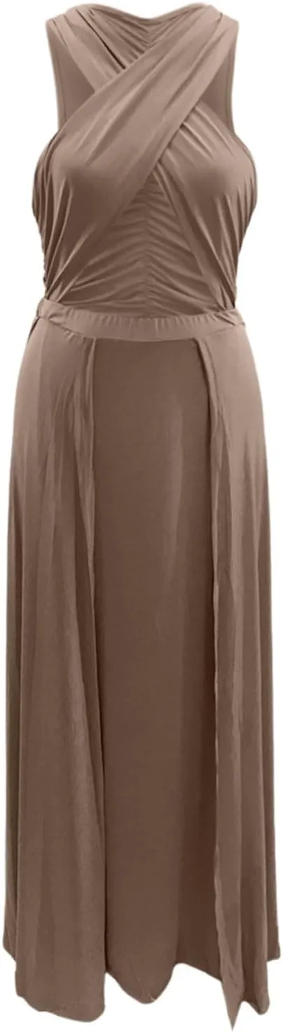 Summer Maxi Dresses for Women 2025 Elegant Flowy Tiered Ruffle Dress Casual Loose Swing Beach Vacation Clothes