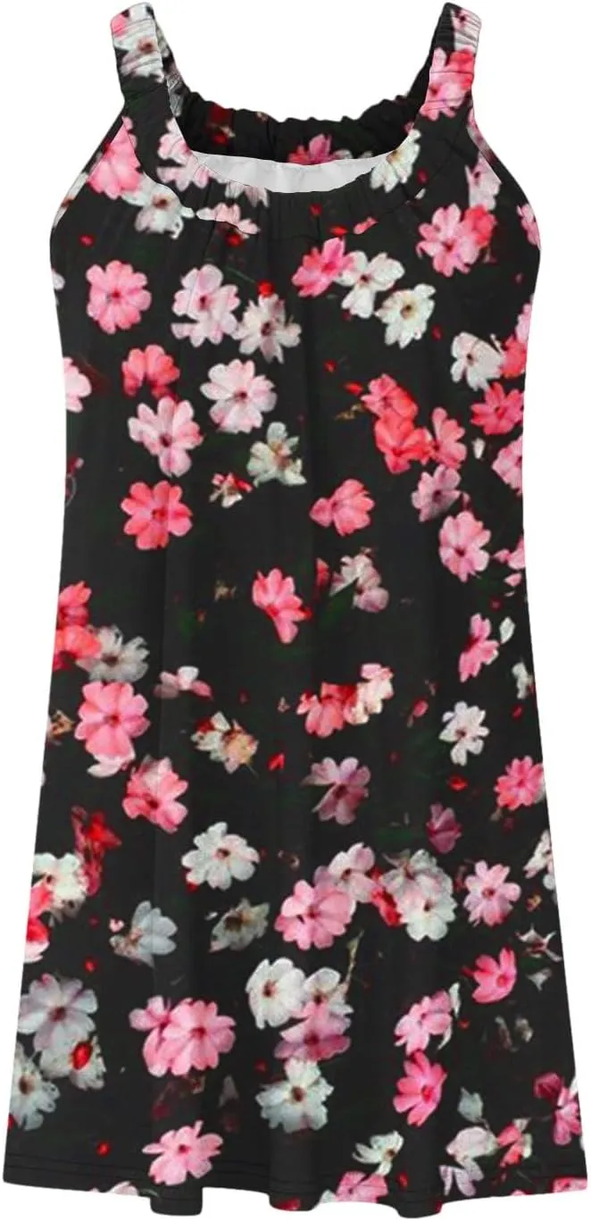 Sundresses for Women Beach Cover Ups Bohemian Floral Hawaiian Dress Sexy Summer Fashion Mini Tank Shirt Dresses
