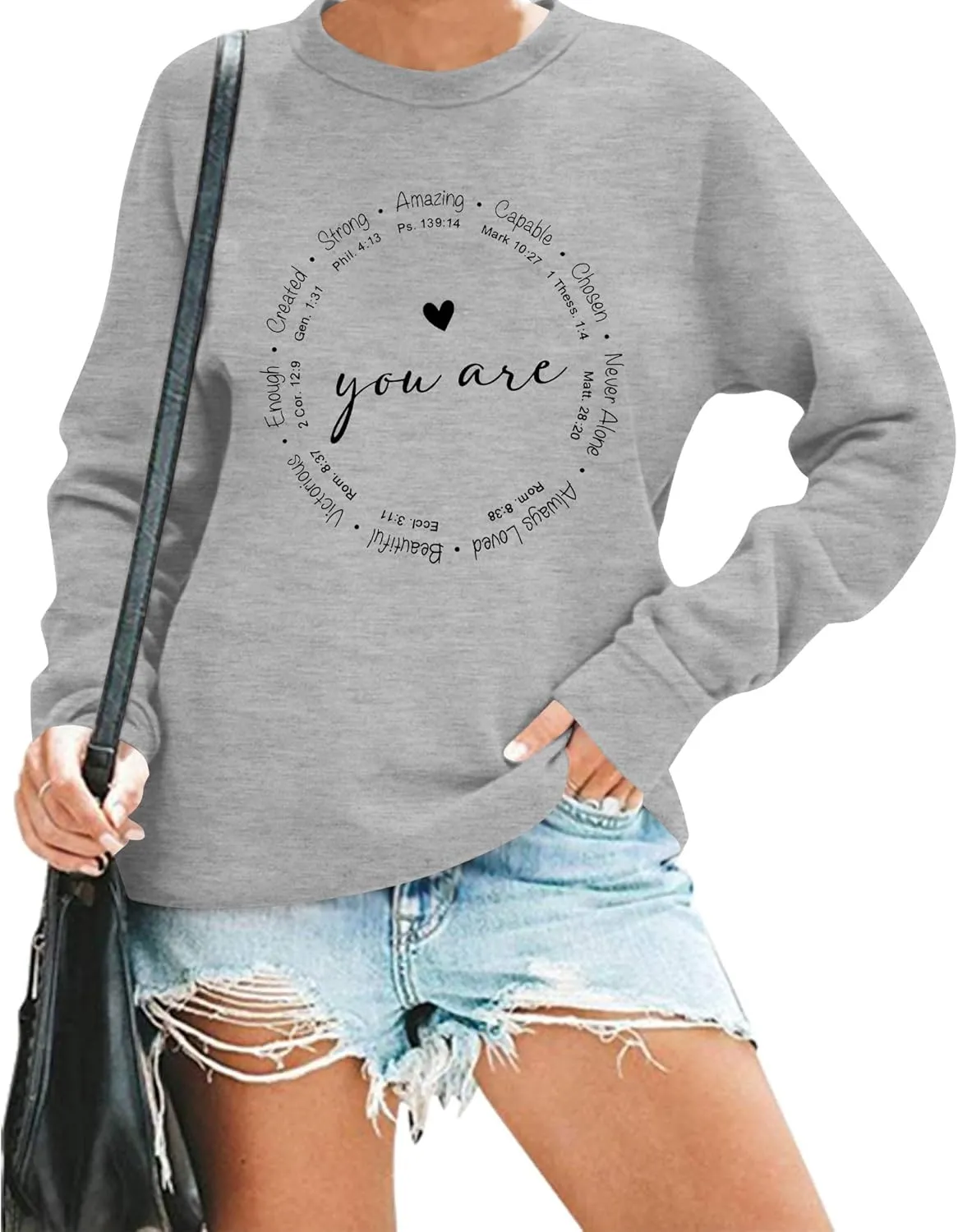 SUPEYA You are Inspiration Sweatshirt Women Christian TShirt Cute Heart Long Sleeve Blessed Saying Tops