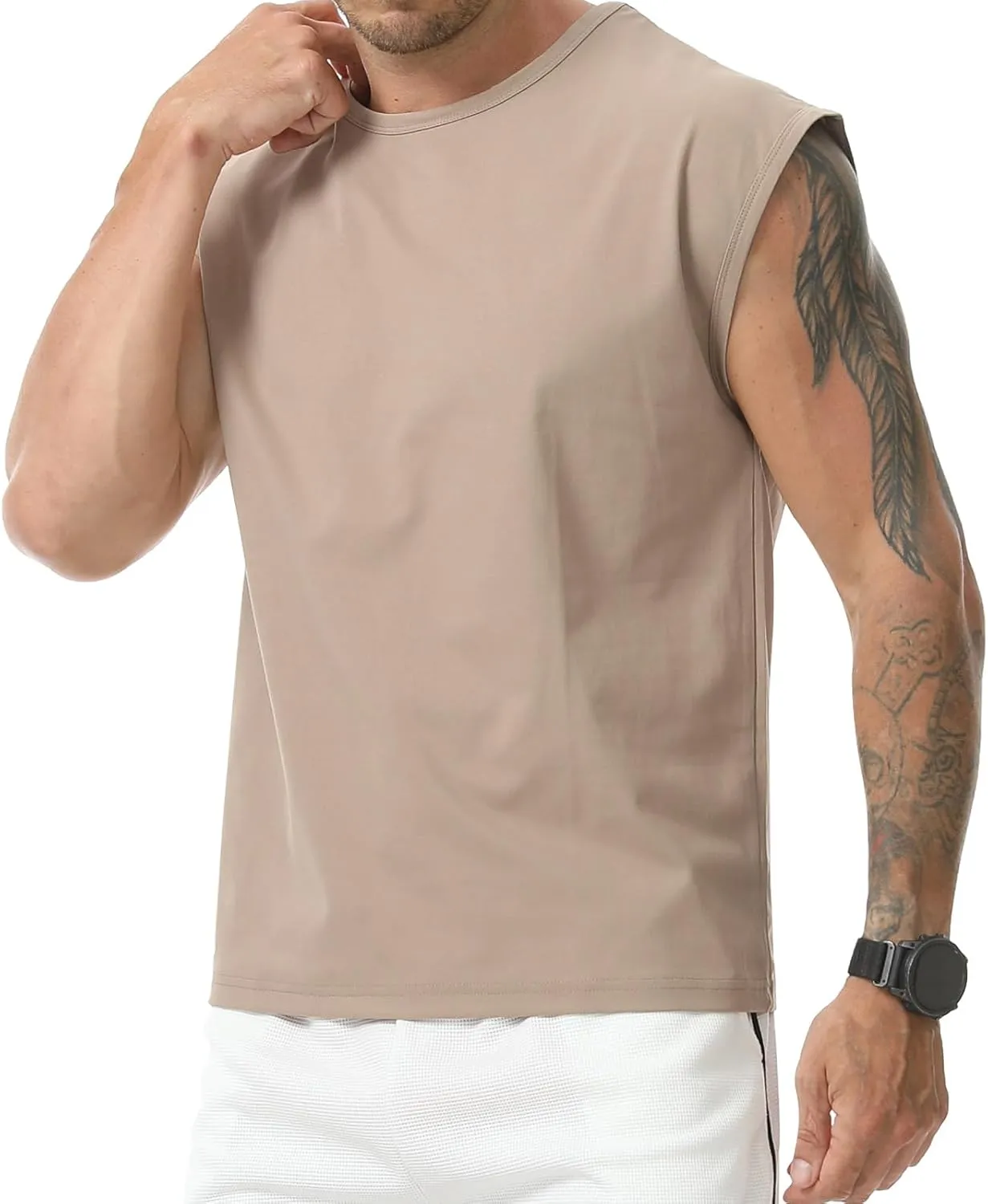 Surenow Men's Workout Tank Tops Athletic Sleeveless T-Shirt Sport Muscle Tank Running Breathable Gym Muscle T-Shirt for Men