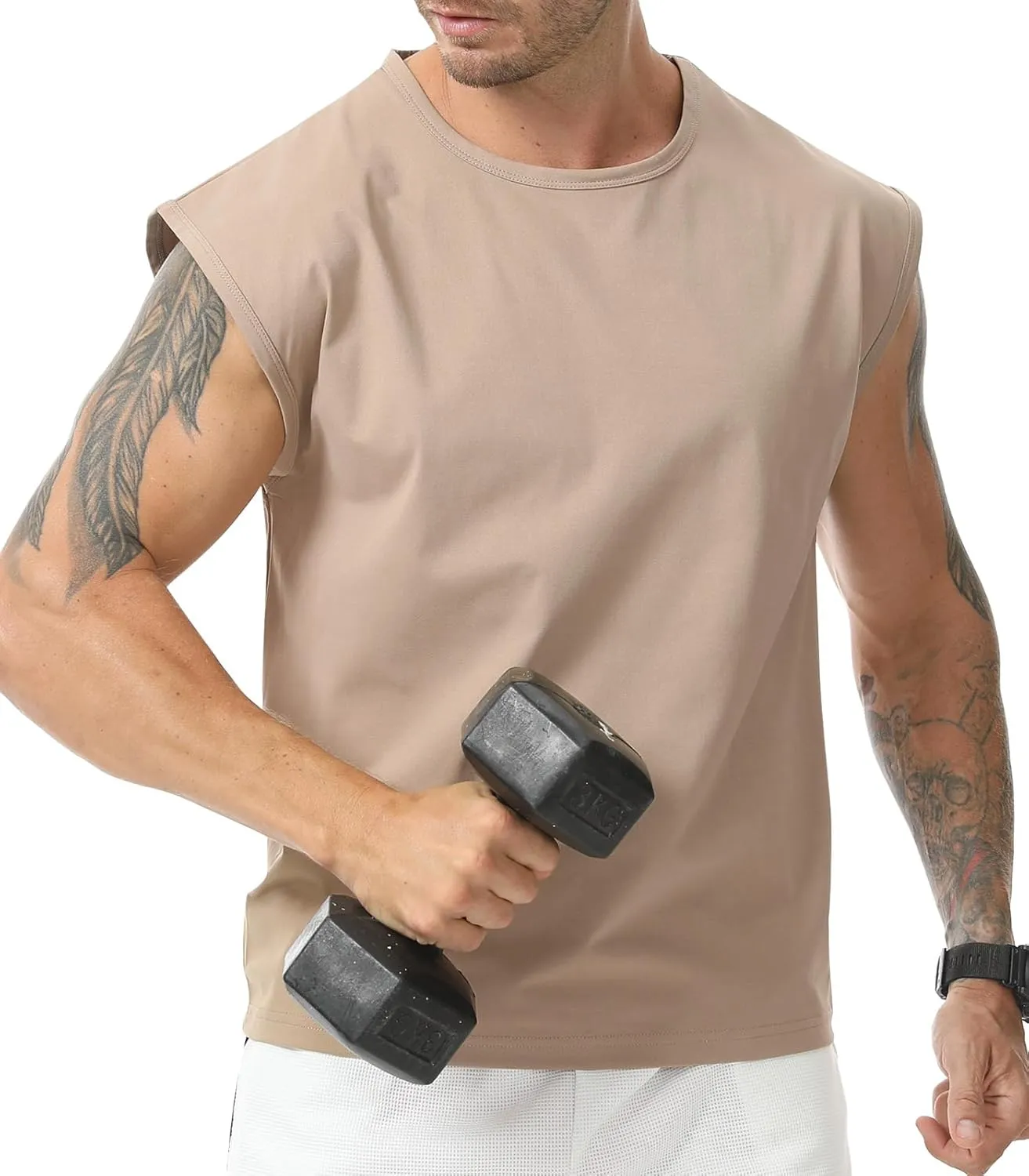 Surenow Men's Workout Tank Tops Athletic Sleeveless T-Shirt Sport Muscle Tank Running Breathable Gym Muscle T-Shirt for Men