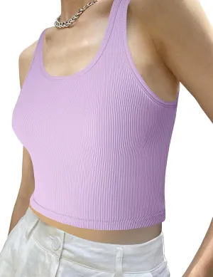 tagunop Women's Sleeveless Tank Tops Scoop Neck Basic Cami Tee Shirts Casual Ribbed Slim Fitted Top