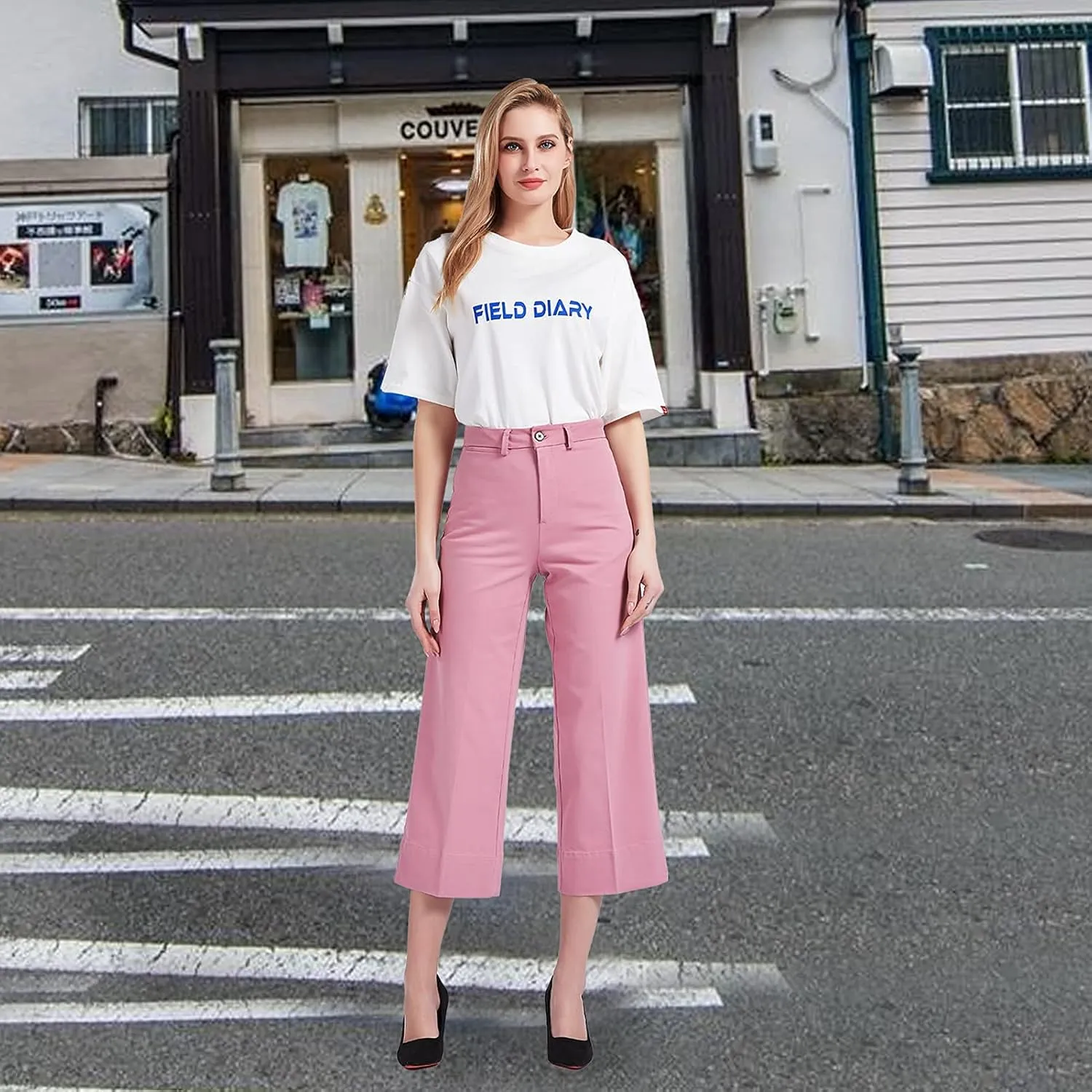 Taloyone High Waisted Casual Chino Pants for Women Work Trouser Slacks Women's Lounge Dress Pants