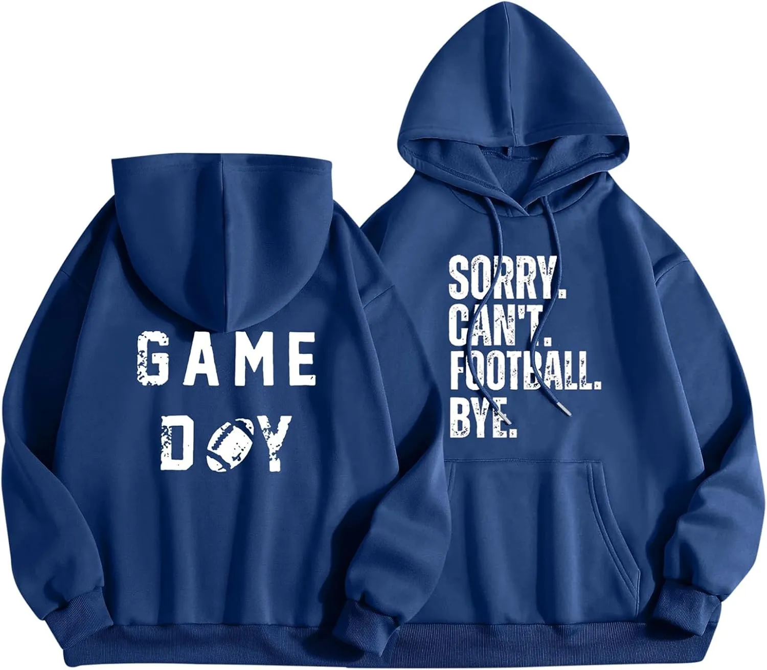 TANGNADE Womens Football Sweatshirt Oversized Causal Long Sleeve Drawstring Hoodies Letter Print Ladies Hooded Tops