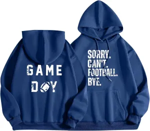 TANGNADE Womens Football Sweatshirt Oversized Causal Long Sleeve Drawstring Hoodies Letter Print Ladies Hooded Tops