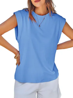 Tankaneo Womens Cap Sleeve Tank Tops Cotton Summer Casual Loose Fit Basic Tee Shirts 2025 Fashion