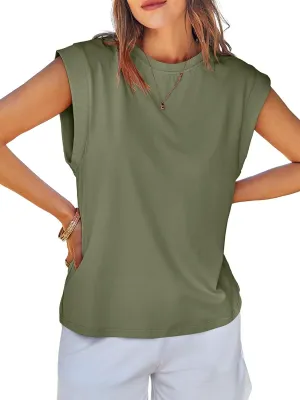Tankaneo Womens Cap Sleeve Tank Tops Cotton Summer Casual Loose Fit Basic Tee Shirts 2025 Fashion