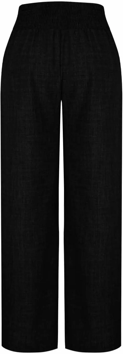 TARIENDY Beach Pants for Women Petite Women's high Waist Wide Leg Trousers Summer Casual Outfits Elastic Pants with Pockets