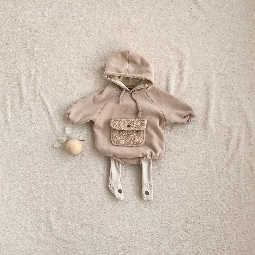 Teddy Pocket Hoodie Romper