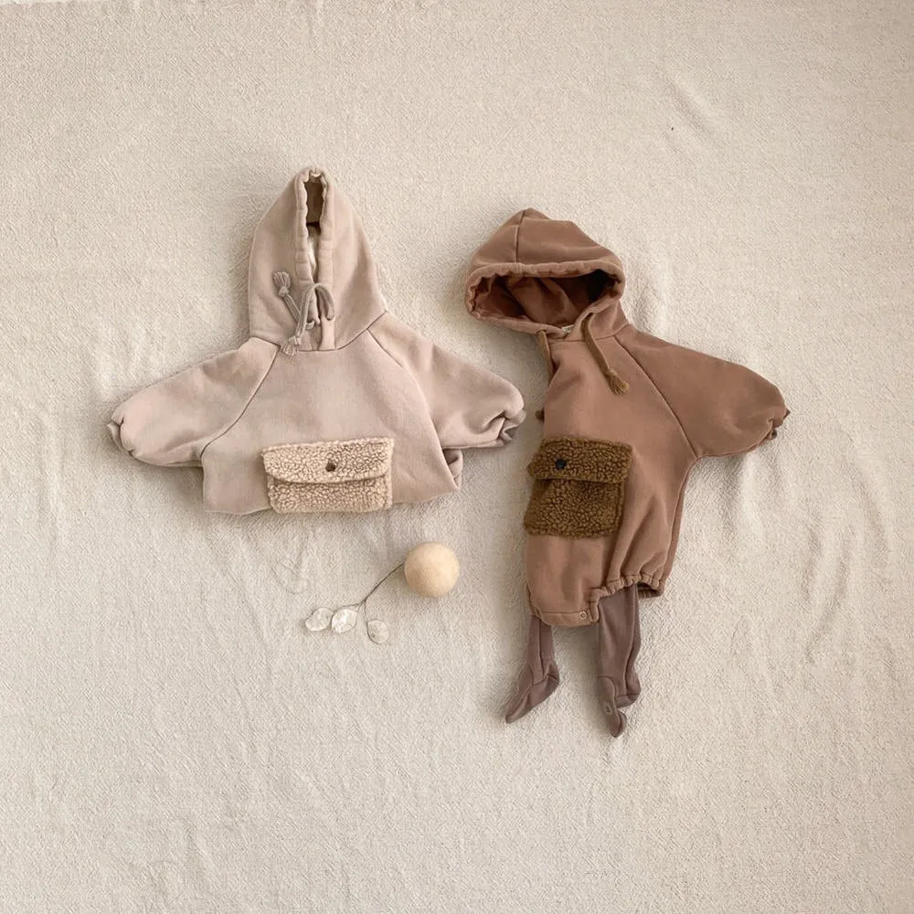 Teddy Pocket Hoodie Romper