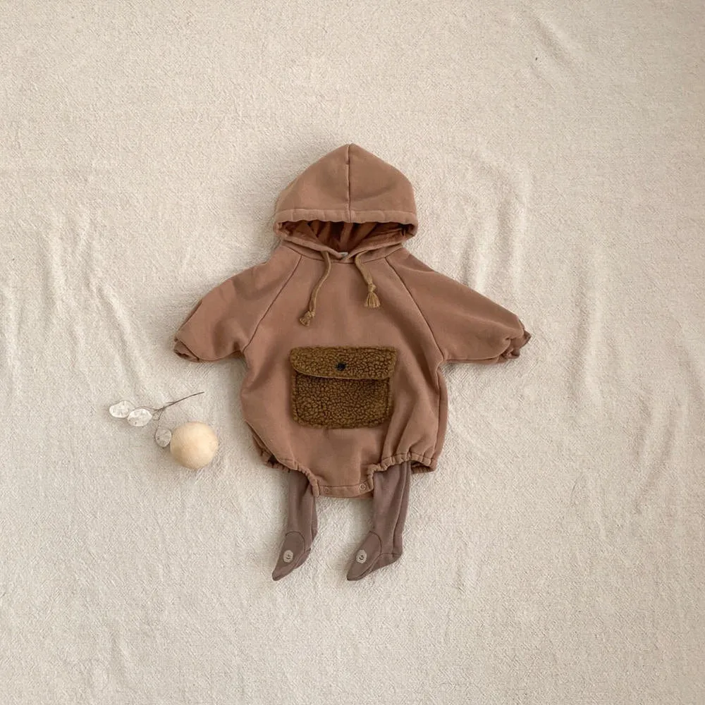 Teddy Pocket Hoodie Romper