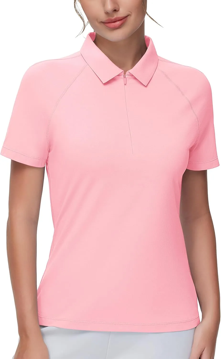 THE GYM PEOPLE Women's Slim Fit Polo Shirts Zip Up Lightweight Quick Dry Collared Golf Workout Tee Tops