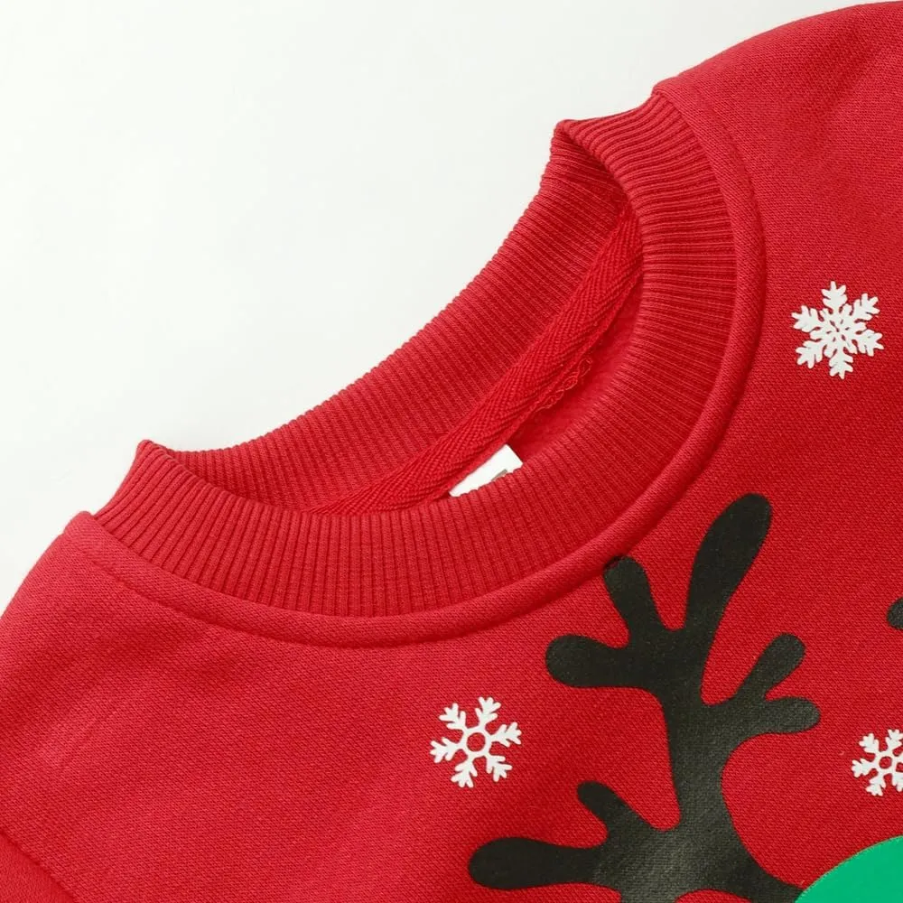 Toddler Boys Christmas Sweatshirts Long Sleeve Pullover Shirts Reindeer Sweaters Xmas Cartoon Tee Sport Tops 1-7T