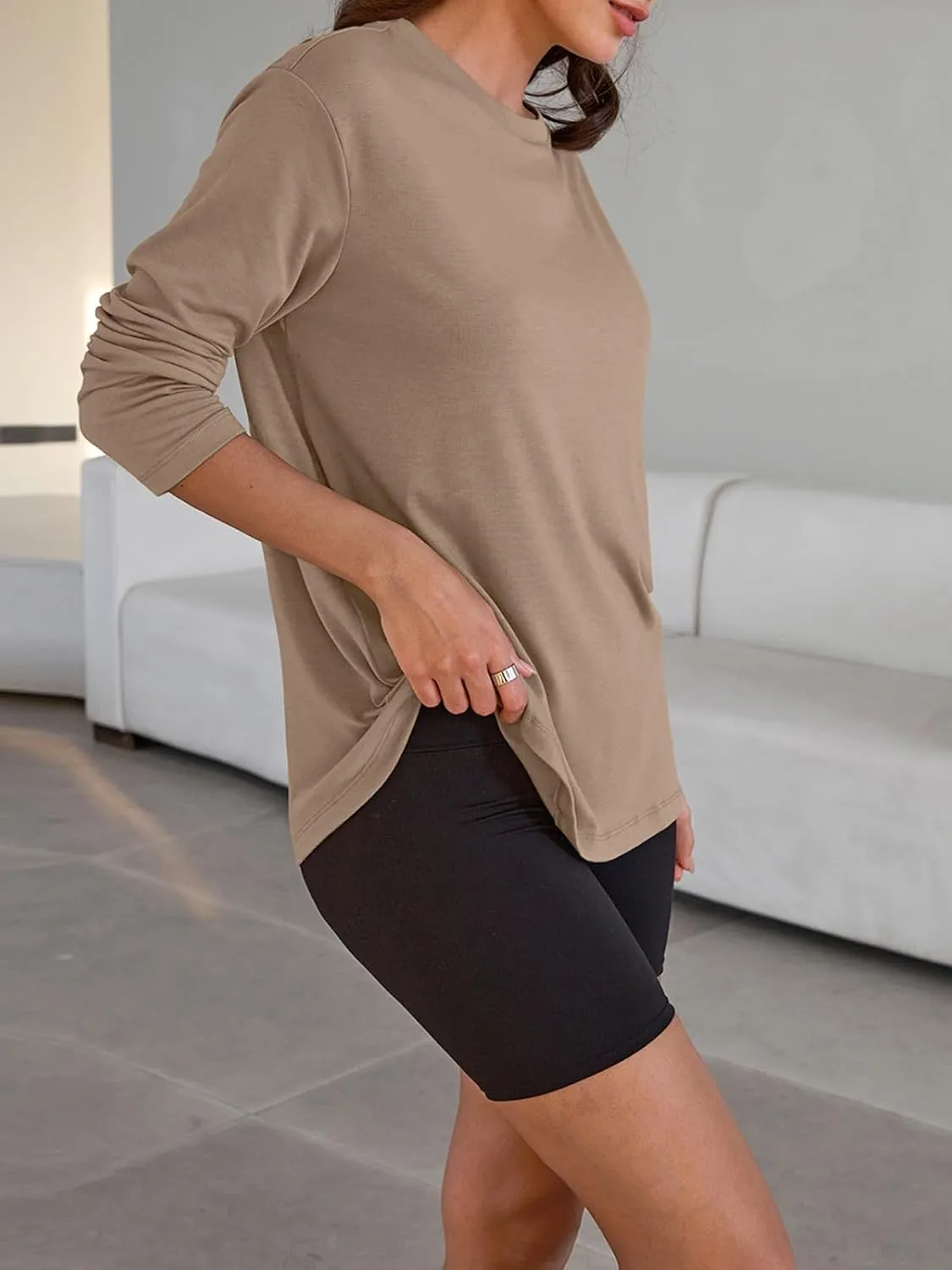 Trendy Queen Womens Oversized Long Sleeve T Shirts 2025 Basic Crewneck Tee Fall Tops Casual Workout Y2K Clothes
