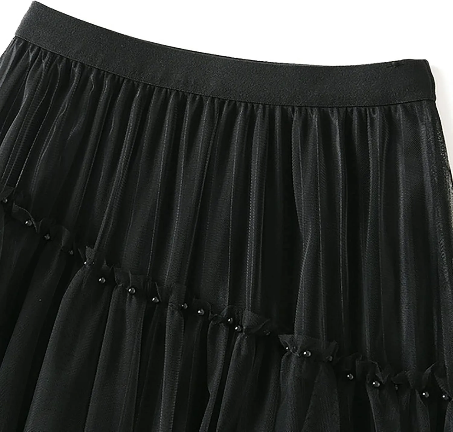 Tulle Skirt for Women Dressy Flowy High Waist Pleated Swing A-Line Skirts Summer Cute Mesh Irregular Hem Midi Skirts