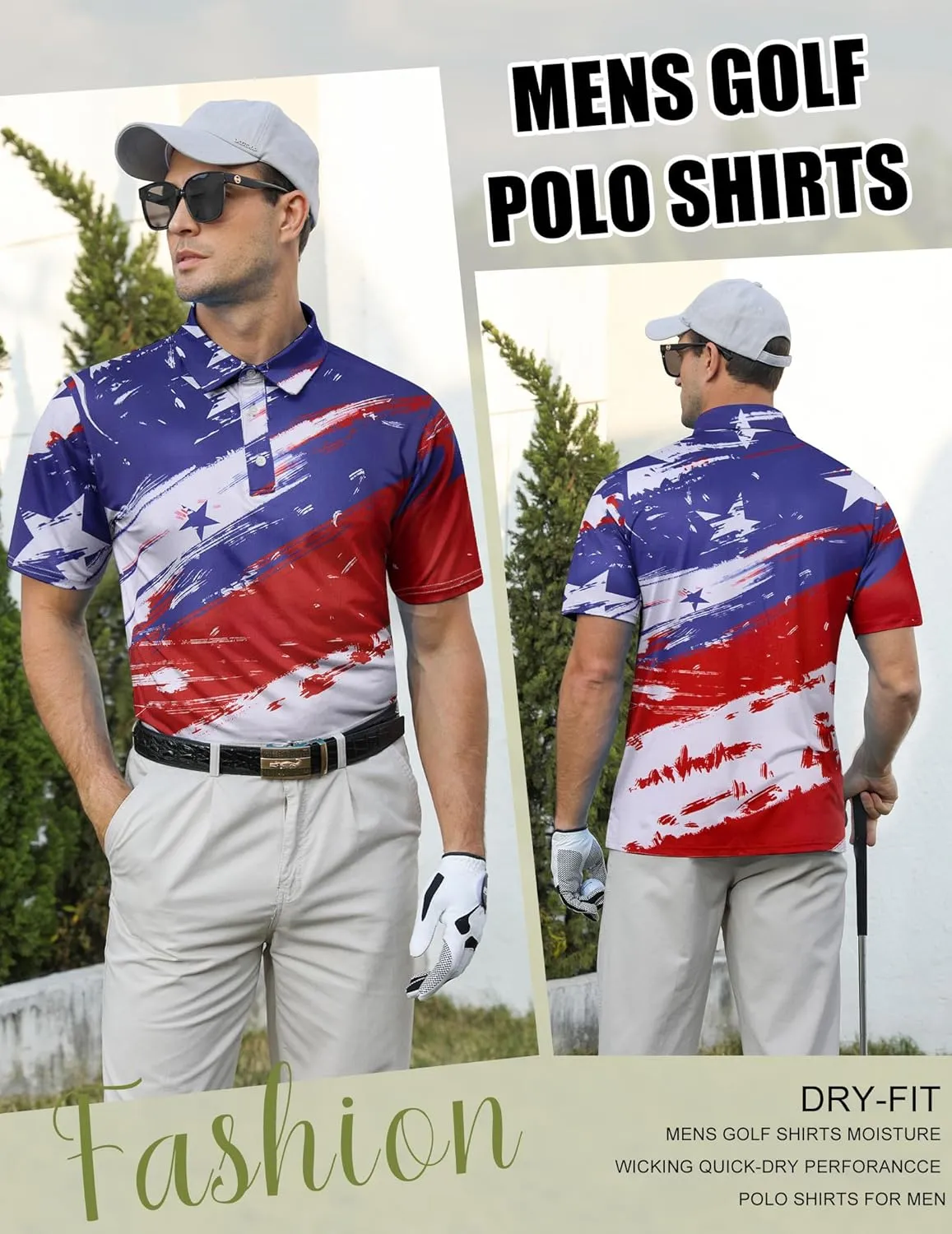 uideazone Golf Shirts for Men Dry Fit Polo Shirt Short Sleeve Moisture Wicking Golf Polos Performance Golf Tennis Shirt