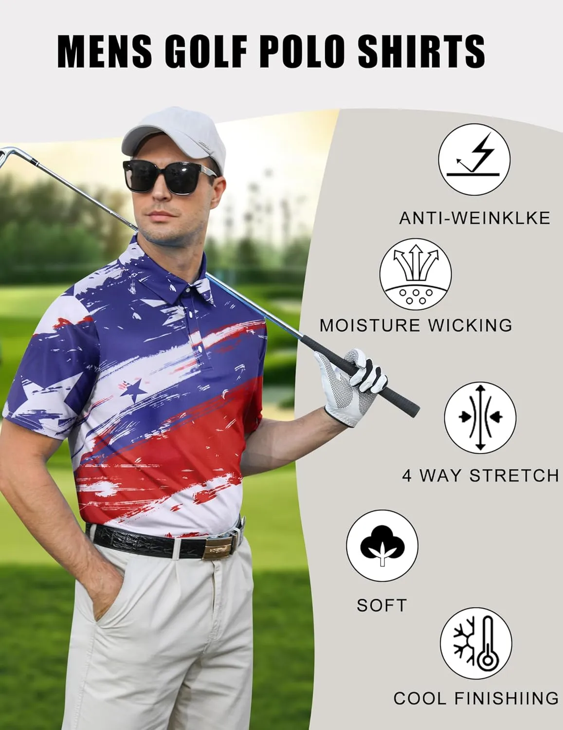 uideazone Golf Shirts for Men Dry Fit Polo Shirt Short Sleeve Moisture Wicking Golf Polos Performance Golf Tennis Shirt