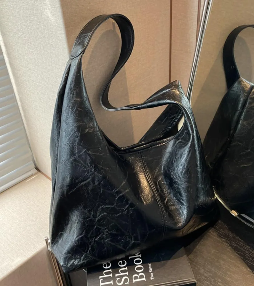Vegan Leather Tote Bag Y2K Women Stylish Hobo Bag Casual Trendy Handbag Purse