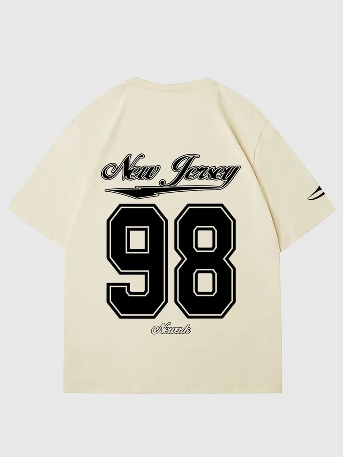 Verdusa Men's Jersey Oversized Letter Graphic T Shirt Crew Neck Drop Shoulder Short Sleeve Tee Tops