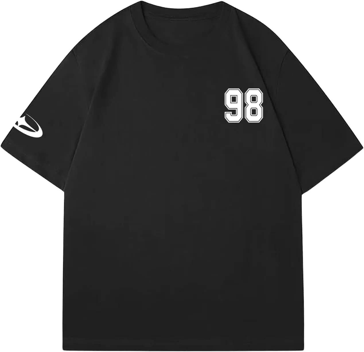 Verdusa Men's Jersey Oversized Letter Graphic T Shirt Crew Neck Drop Shoulder Short Sleeve Tee Tops
