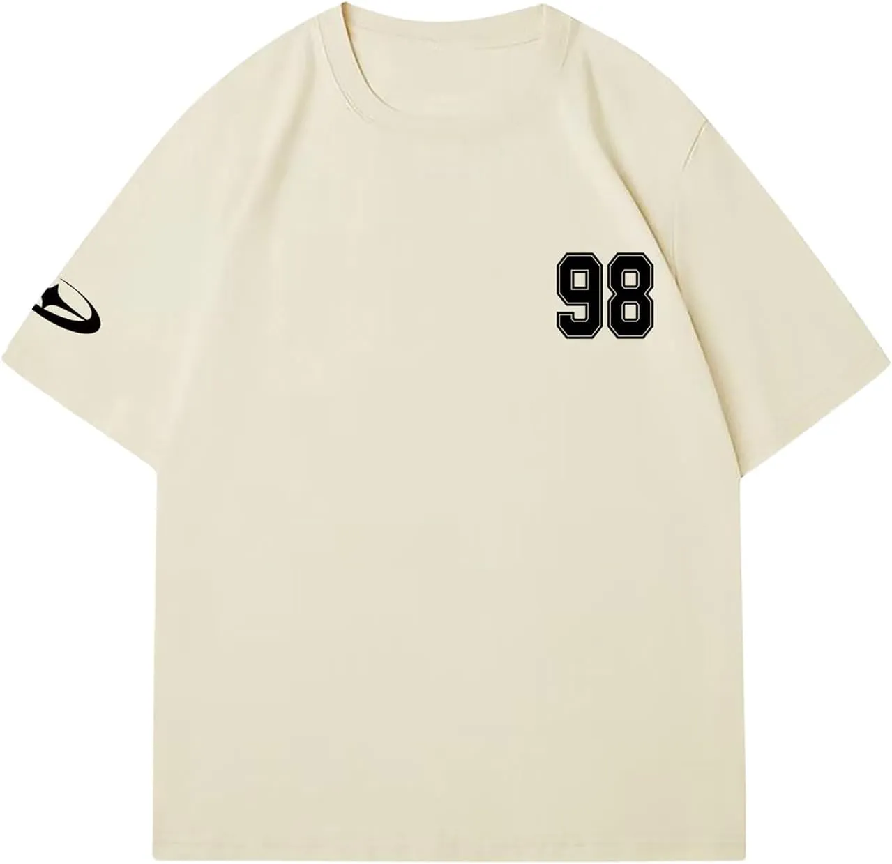 Verdusa Men's Jersey Oversized Letter Graphic T Shirt Crew Neck Drop Shoulder Short Sleeve Tee Tops