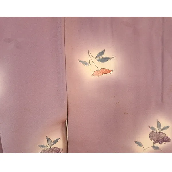 Vintage Haori Kimono Jacket Silk, Soft Purple base, Sweet Floral Accents