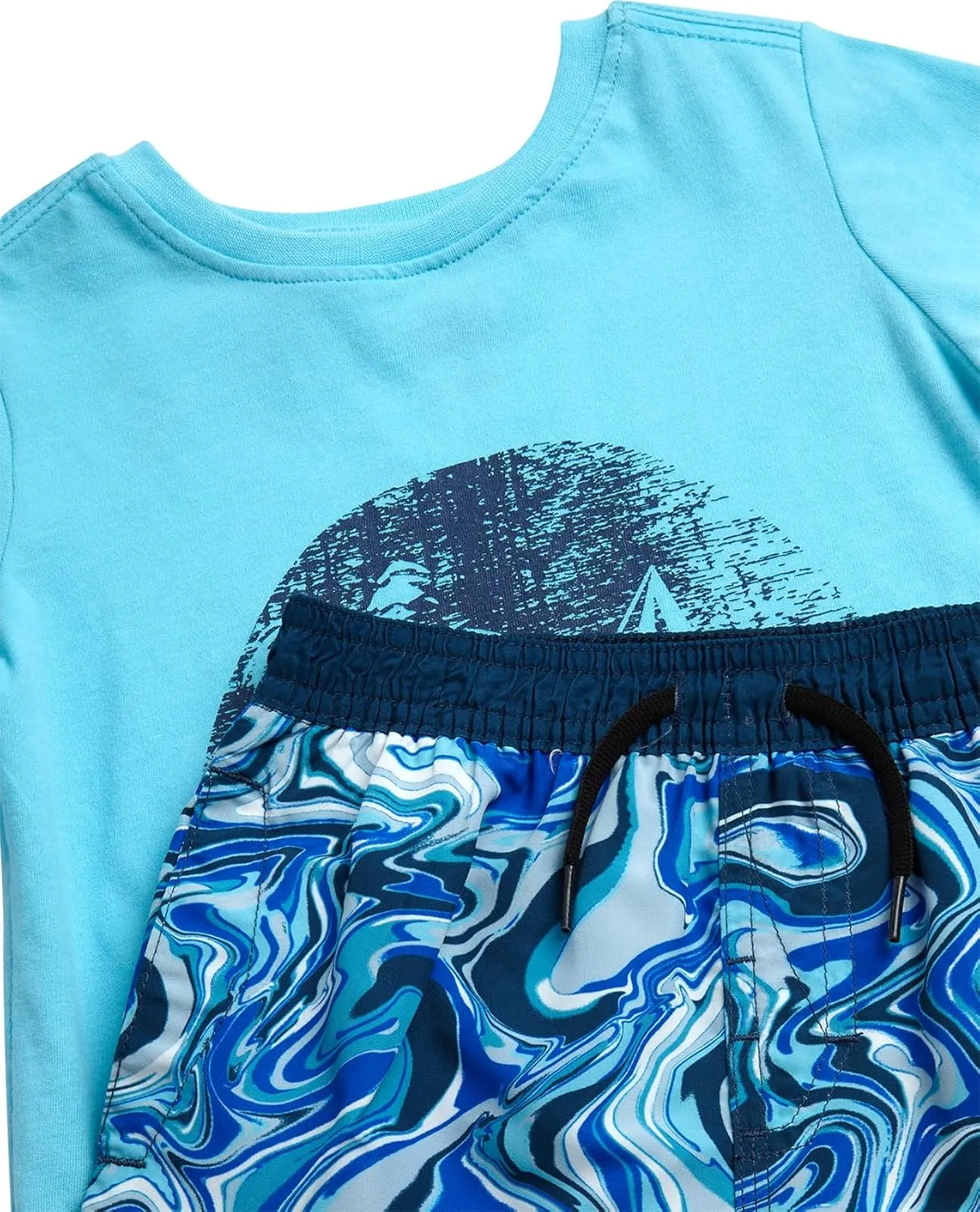 Volcom Baby Boys Swim Set - 2 Piece Short Sleeve Swim Shirt Graphic Tees & Board Shorts, Infant Toddler Little Boys Swimsuit
