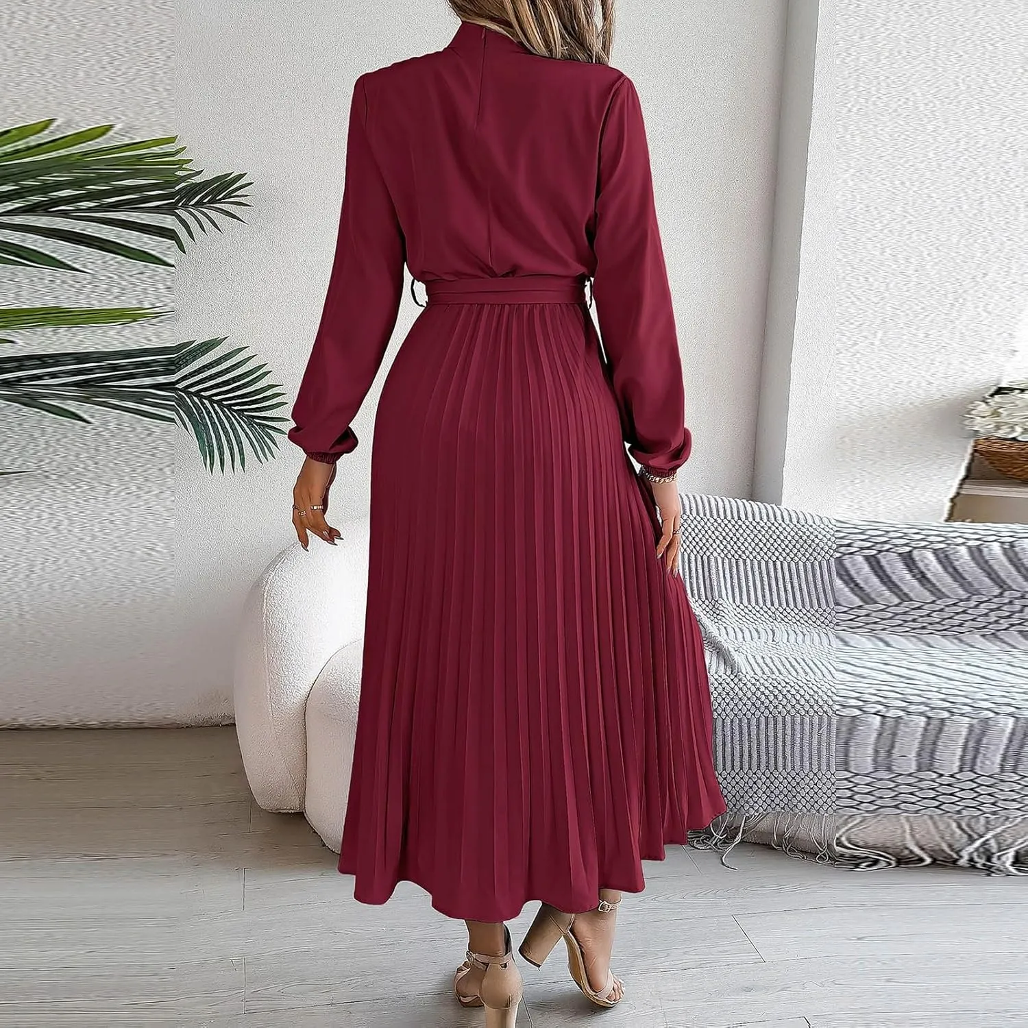 Wedding Guest Dresses for Women Women's Long Sleeve Maxi Dress Flowy Casual Fall A-Line Long Cocktail Tshirt Dress