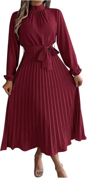 Wedding Guest Dresses for Women Women's Long Sleeve Maxi Dress Flowy Casual Fall A-Line Long Cocktail Tshirt Dress