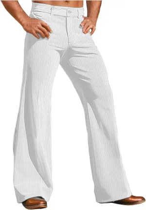 Wide Leg Pants Dress Pants Solid Color Loose Comfy Slim Fit Corduroy Elastic Waist Baggy Casual Pants with Pockets