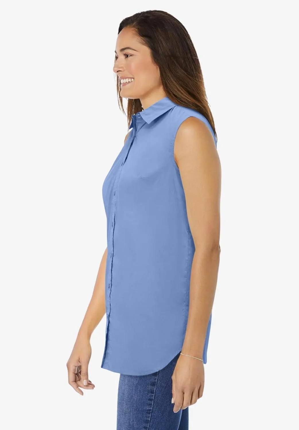 Woman Within Plus Size Perfect Sleeveless Shirt
