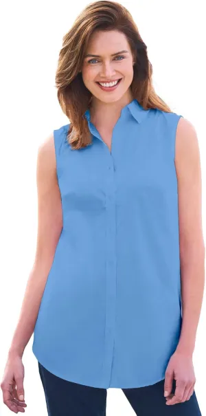 Woman Within Plus Size Perfect Sleeveless Shirt