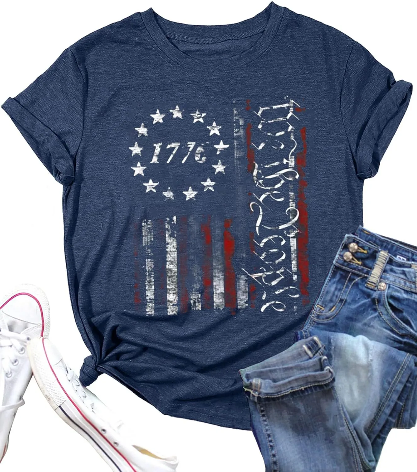 Women American Flag Shirts USA Flag Stars Stripes Graphic Blouse Patriotic Shirt 4th of July T Shirt Summer Tops Tee
