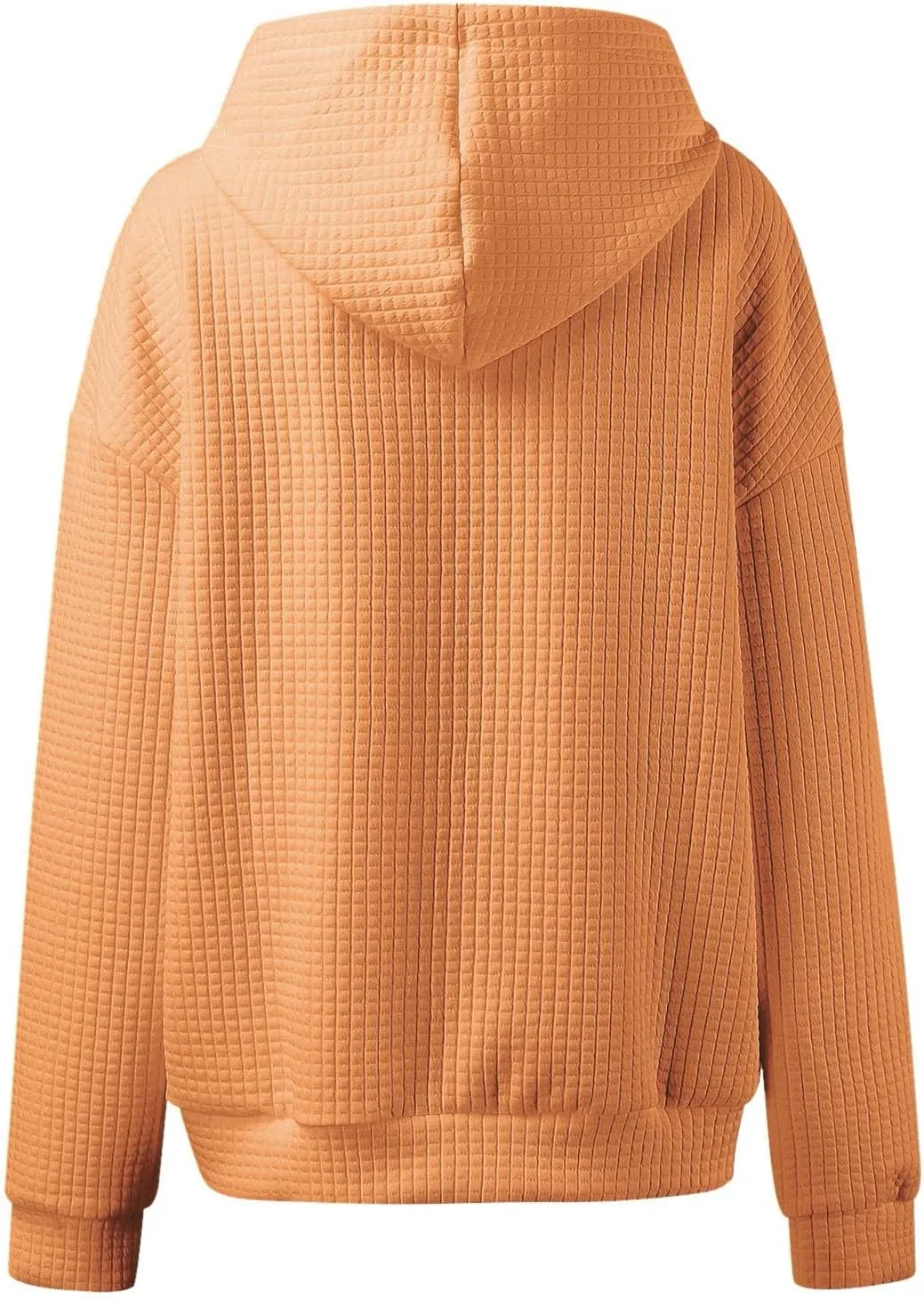 Women Oversized Hoodies Casual Basic Waffle Long Sleeve Pullover Top Solid Hooded Sweatshirt with Pocket