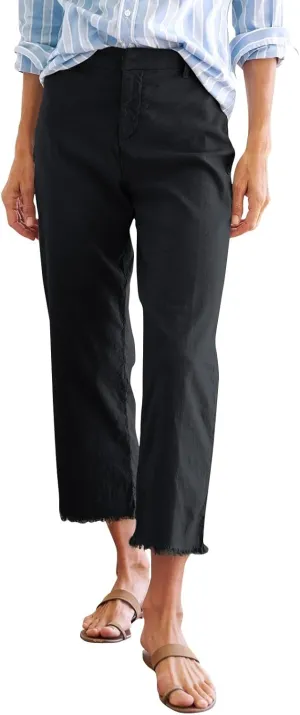 Womens Cargo Pants, Peasant Pants Straight Leg Casual Trendy Linen Plaid Adjustable