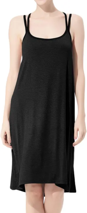 Women's Cotton Nightgown Soft Summer Sleeveless Calf Length Pj Shirt Lightweight Scoop Neck Comfy Sleepwear
