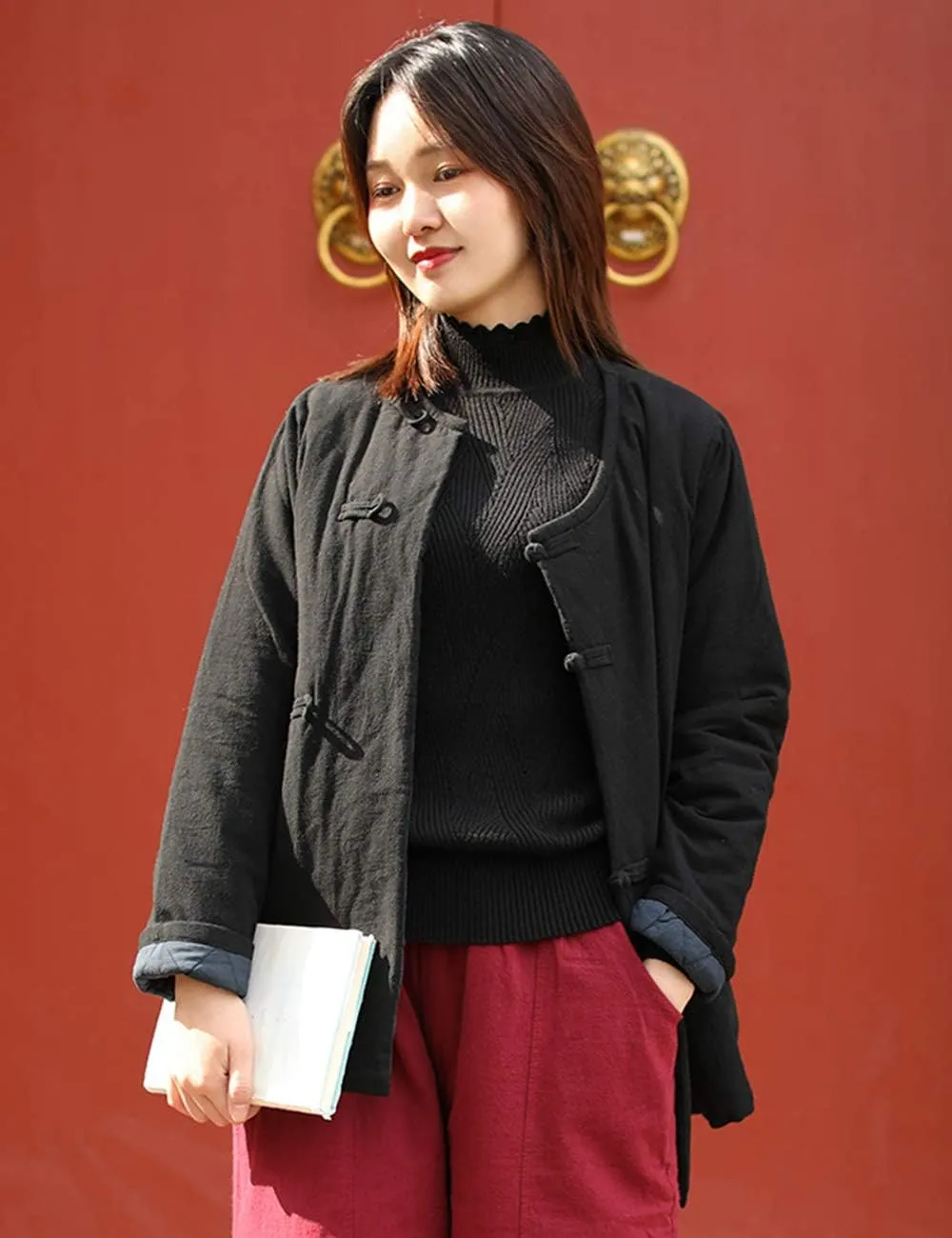 Women's Cotton Padded Coats Cotton Linen Chinese Tang Suit Style Short Jackets