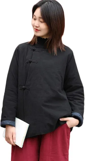 Women's Cotton Padded Coats Cotton Linen Chinese Tang Suit Style Short Jackets
