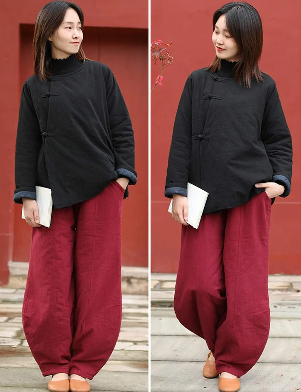 Women's Cotton Padded Coats Cotton Linen Chinese Tang Suit Style Short Jackets